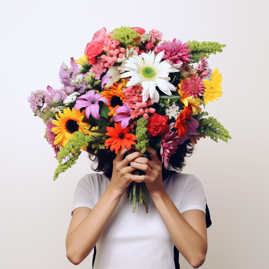 Celebrity with Bouquet of Flowers on Head