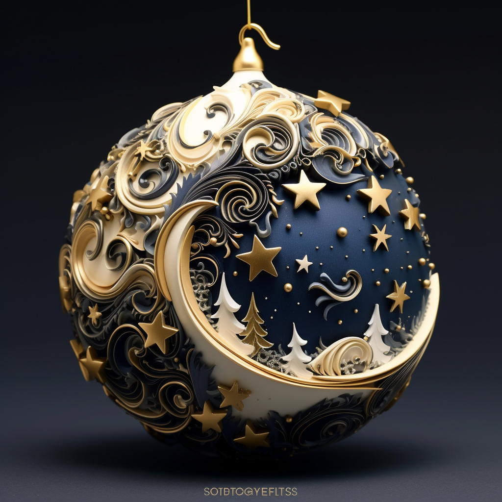 Night sky ornament with moon and stars