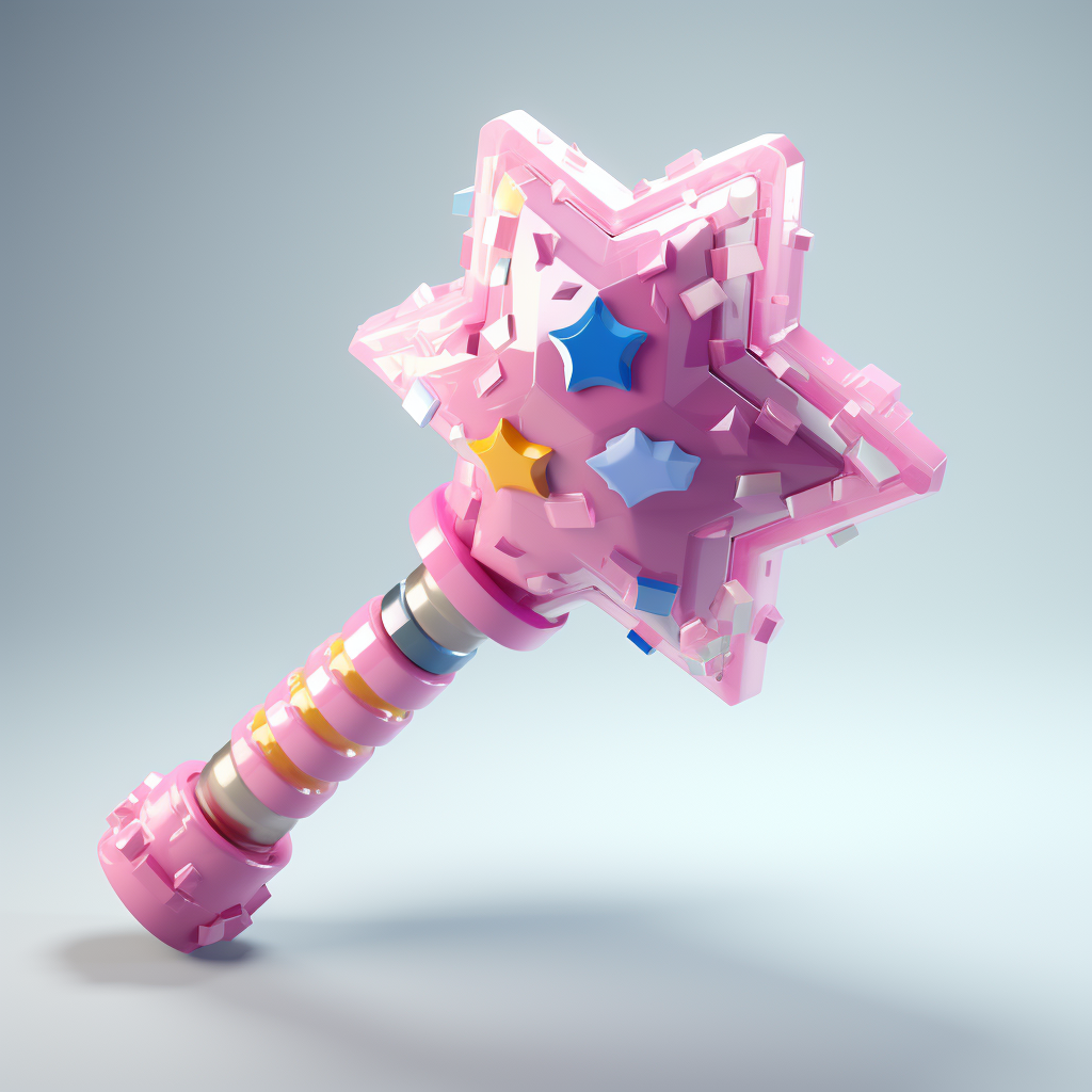 Celestial Star Hammer Pixelated Video Game Weapon