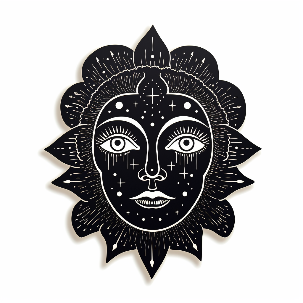 Celestial sticker in black and white