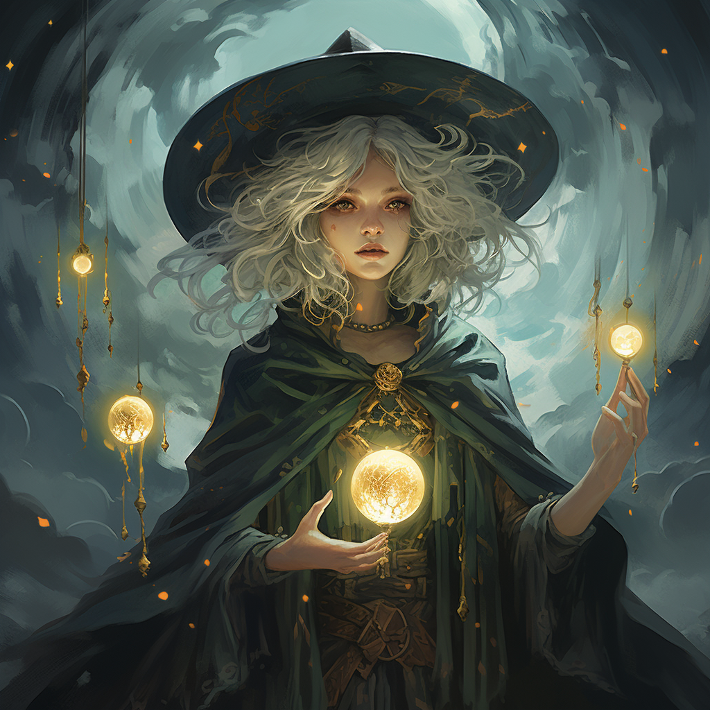 Enchanting celestial witch casting a spell