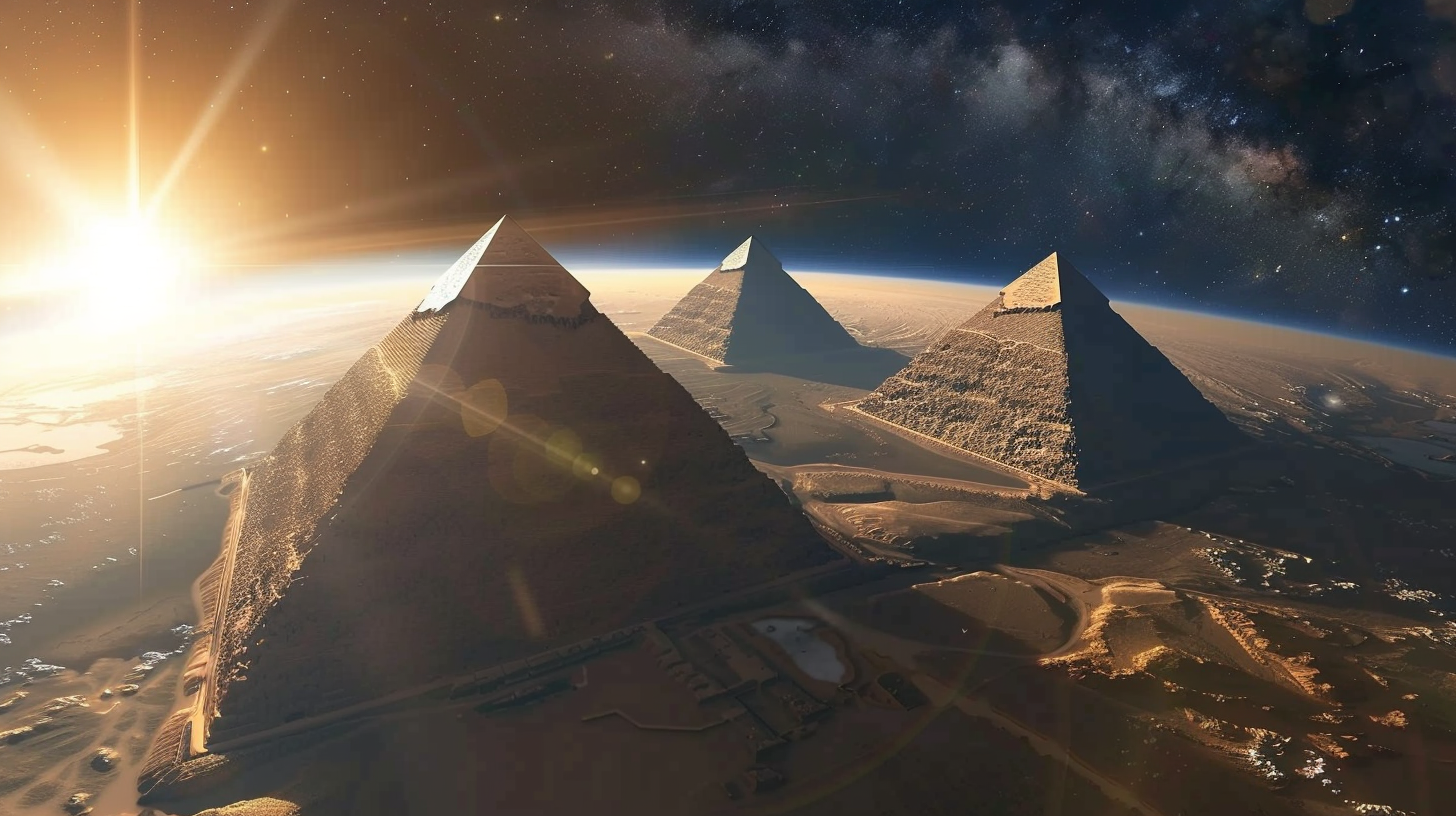 Great Pyramids of Giza space view