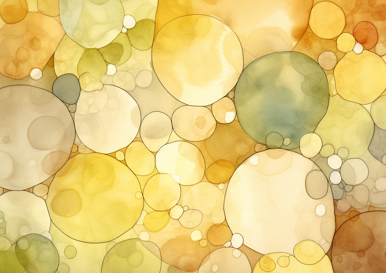 Abstract watercolour with Fibonacci-inspired cell pattern