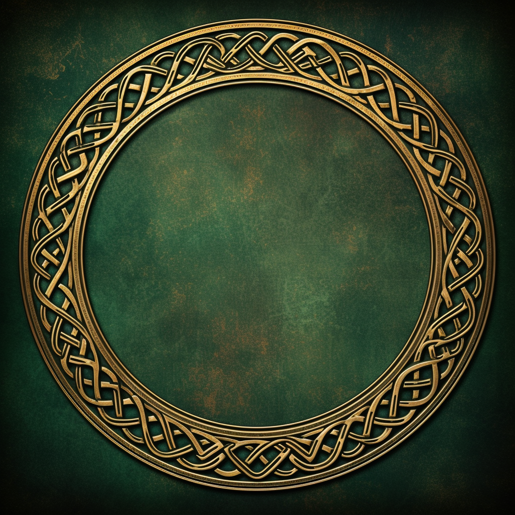 Celtic Knots Round Frame on Green Grunge Background