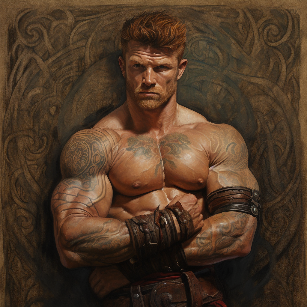 Muscular Celtic Warrior in Renaissance Painting Style