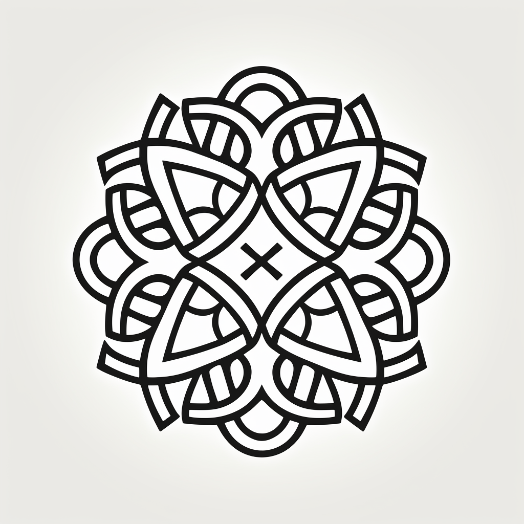 Celtic Design Black Line on White Background