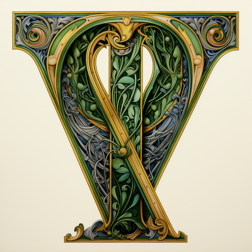 Celtic monk's illuminated letter V