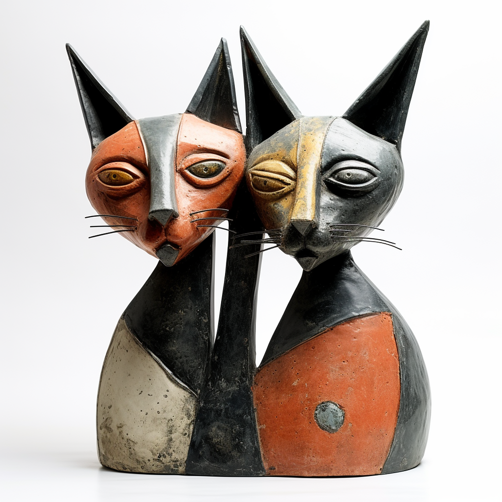 African cats sculpture by Dali and Picasso