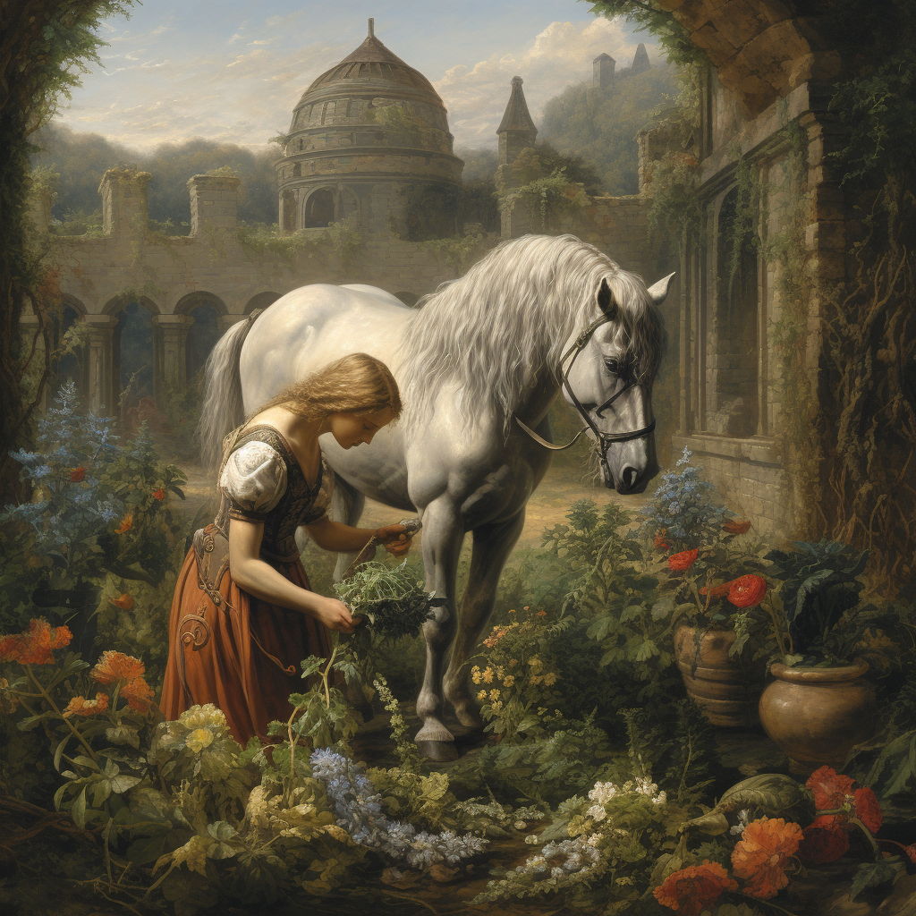 Centaur tending to their garden