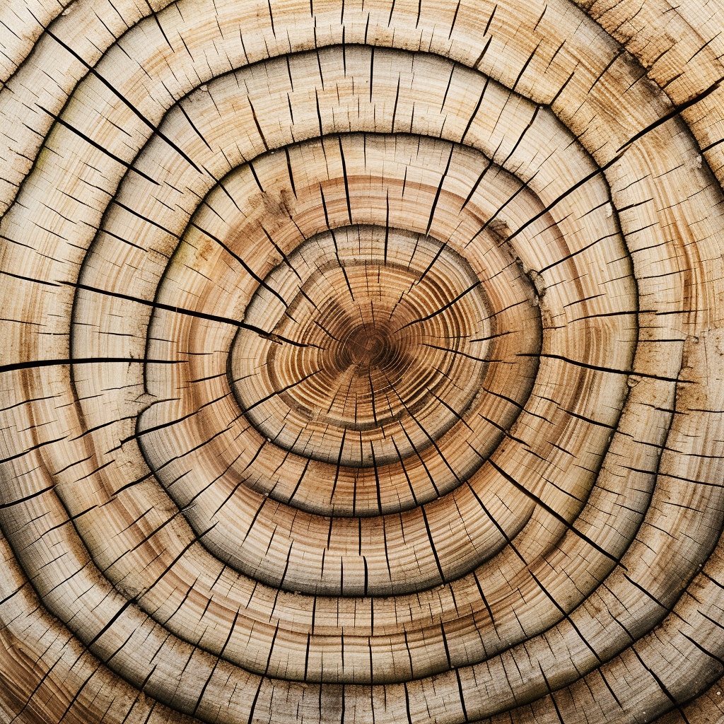 Centennial Tree Trunk with Visible Rings