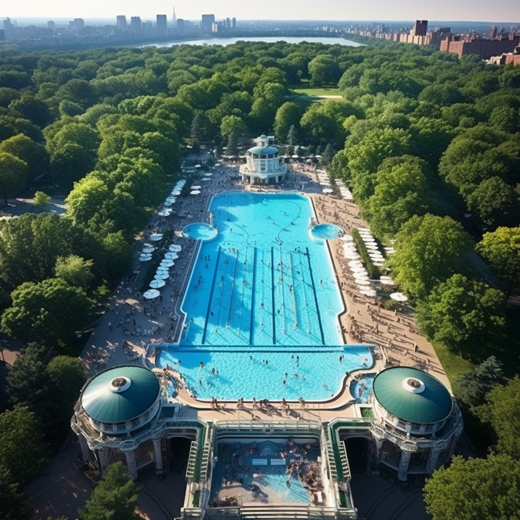 Central Park swimming pool and bar