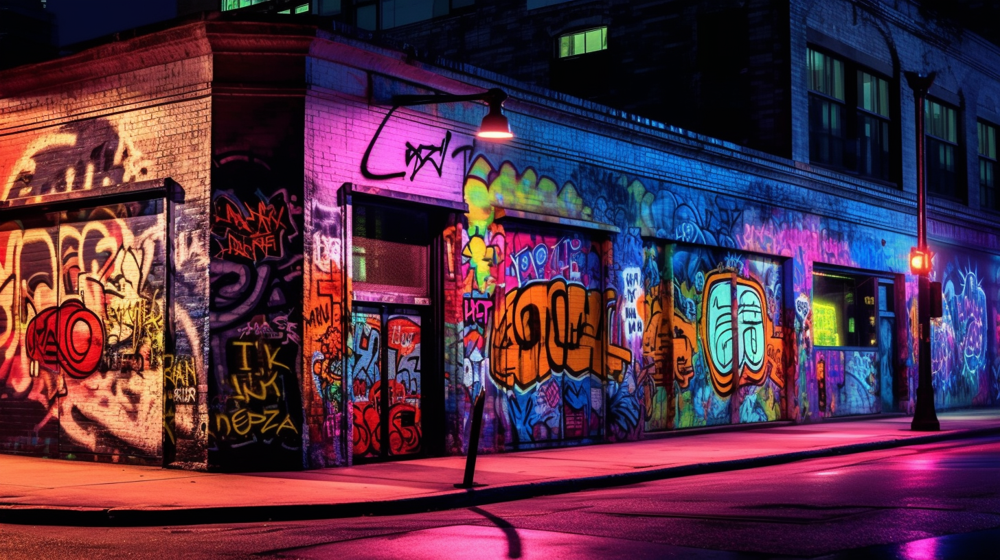 Vibrant cyberpunk graffiti art