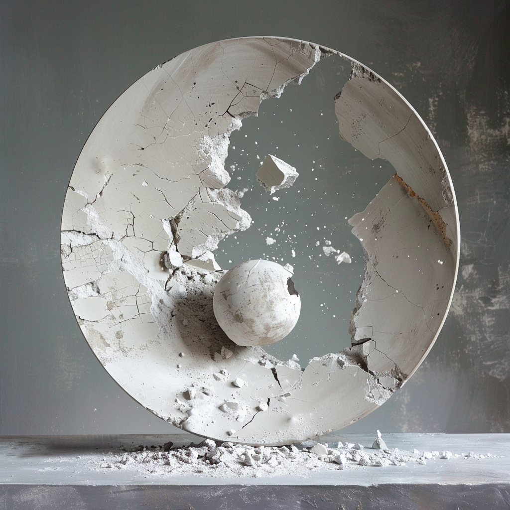 Sturdy ceramic plate smashed circle