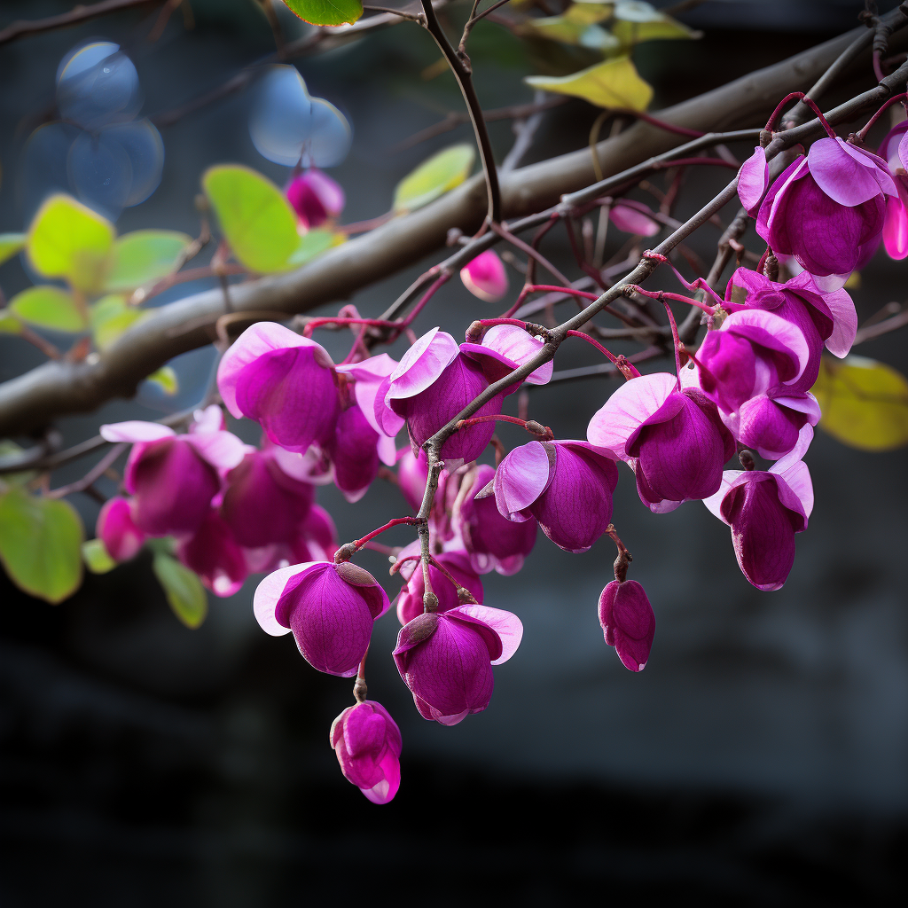 Colorful blooming Cercis Chinensis tree