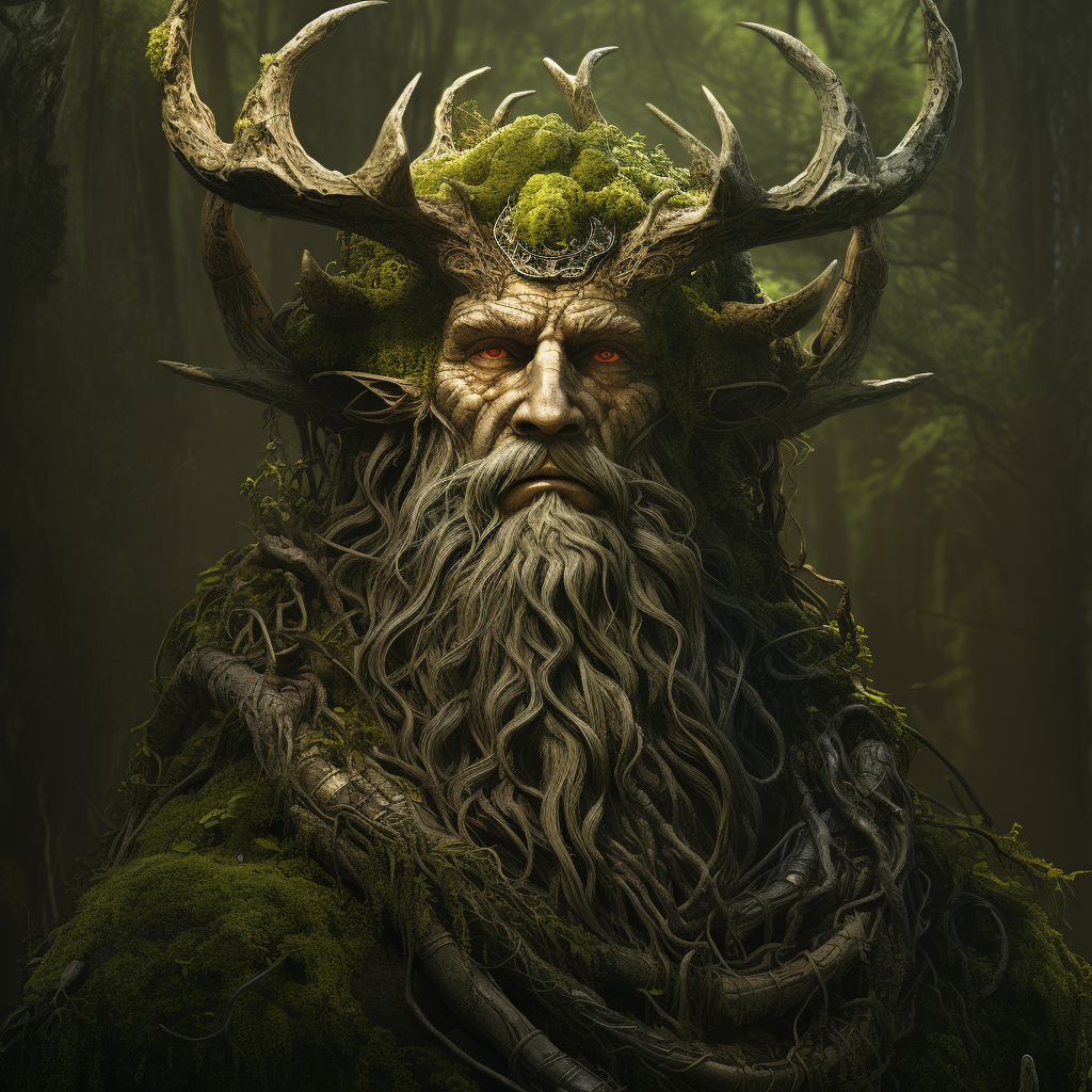 Elaborate-horned Forest God in Twilight