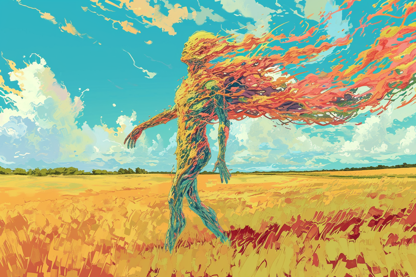 Chaff Wind Swept Human Illustration