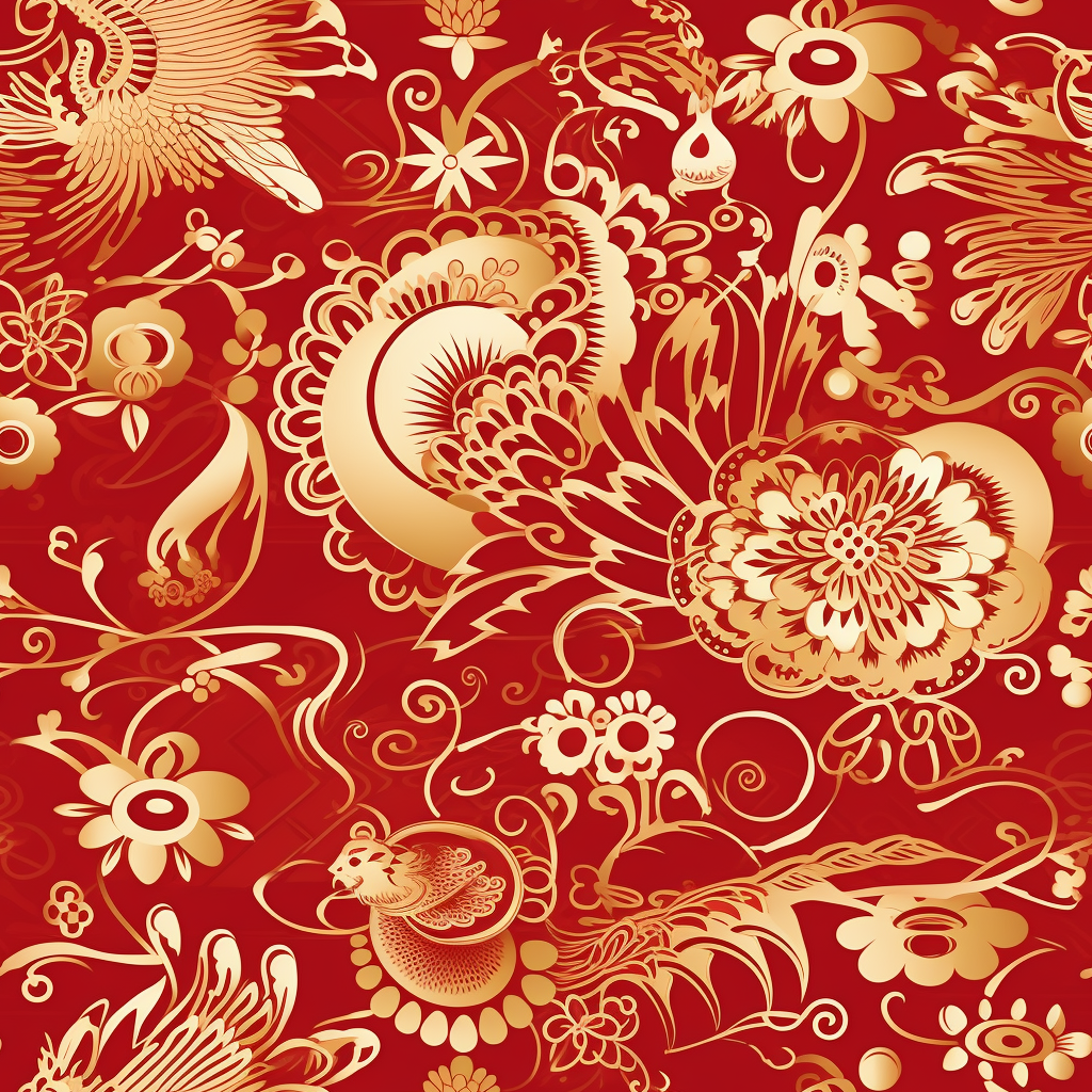 Chinese New Year Pattern in Red and Gold