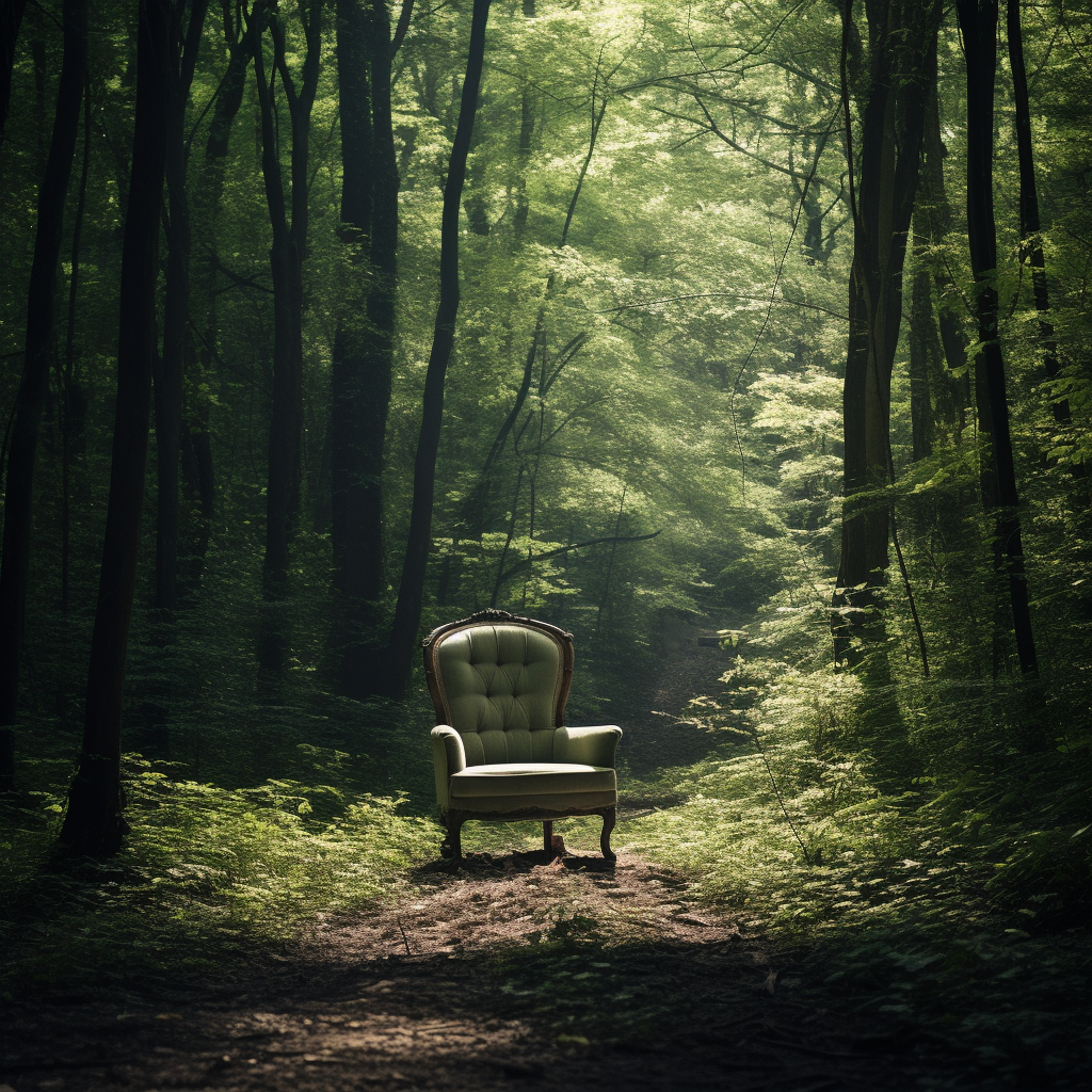 Chair running in the forest