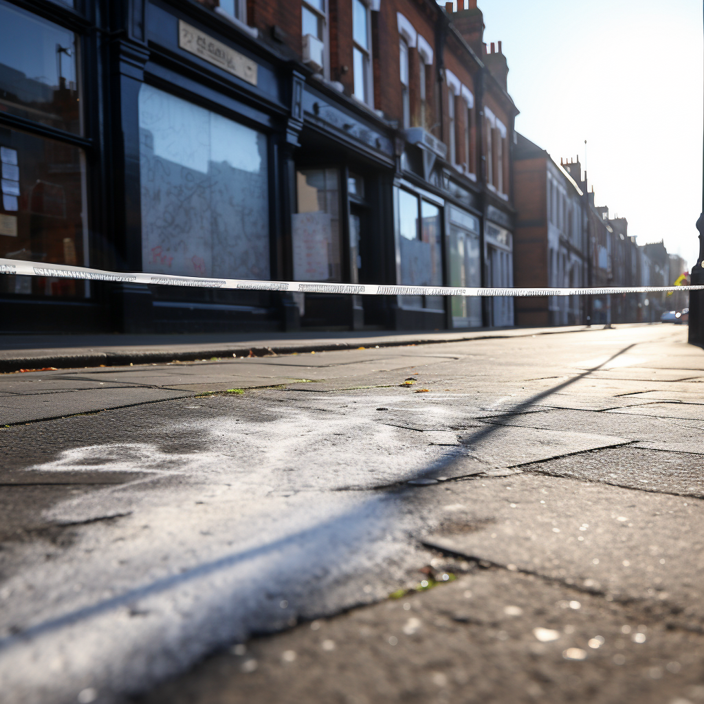 White chalk line where body was found