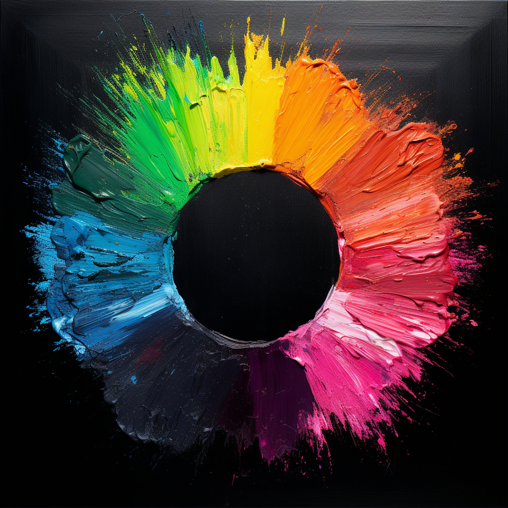 Colorful painted ring on black background