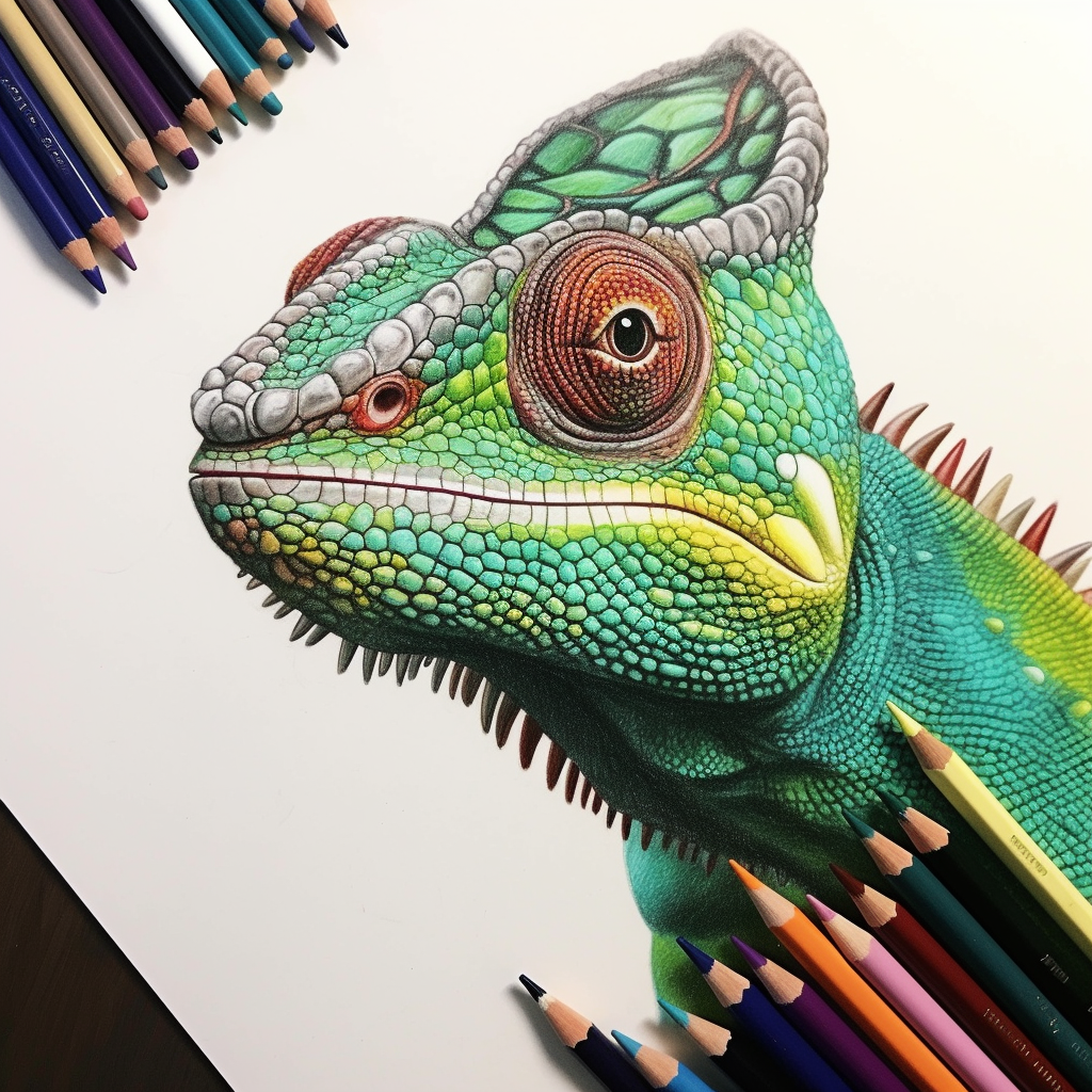 Chameleon face with vibrant colors