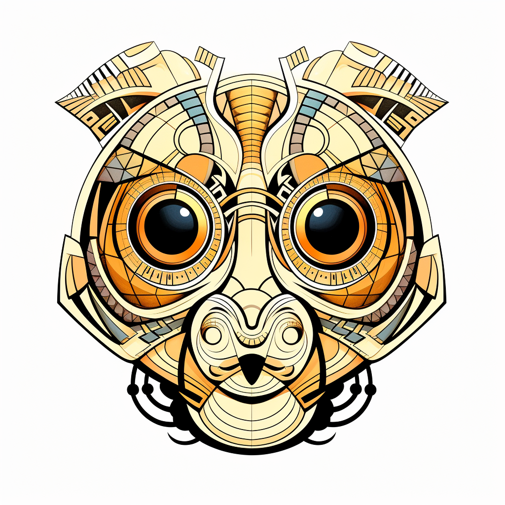 Geometric Chameleon Head with Giant Eyes