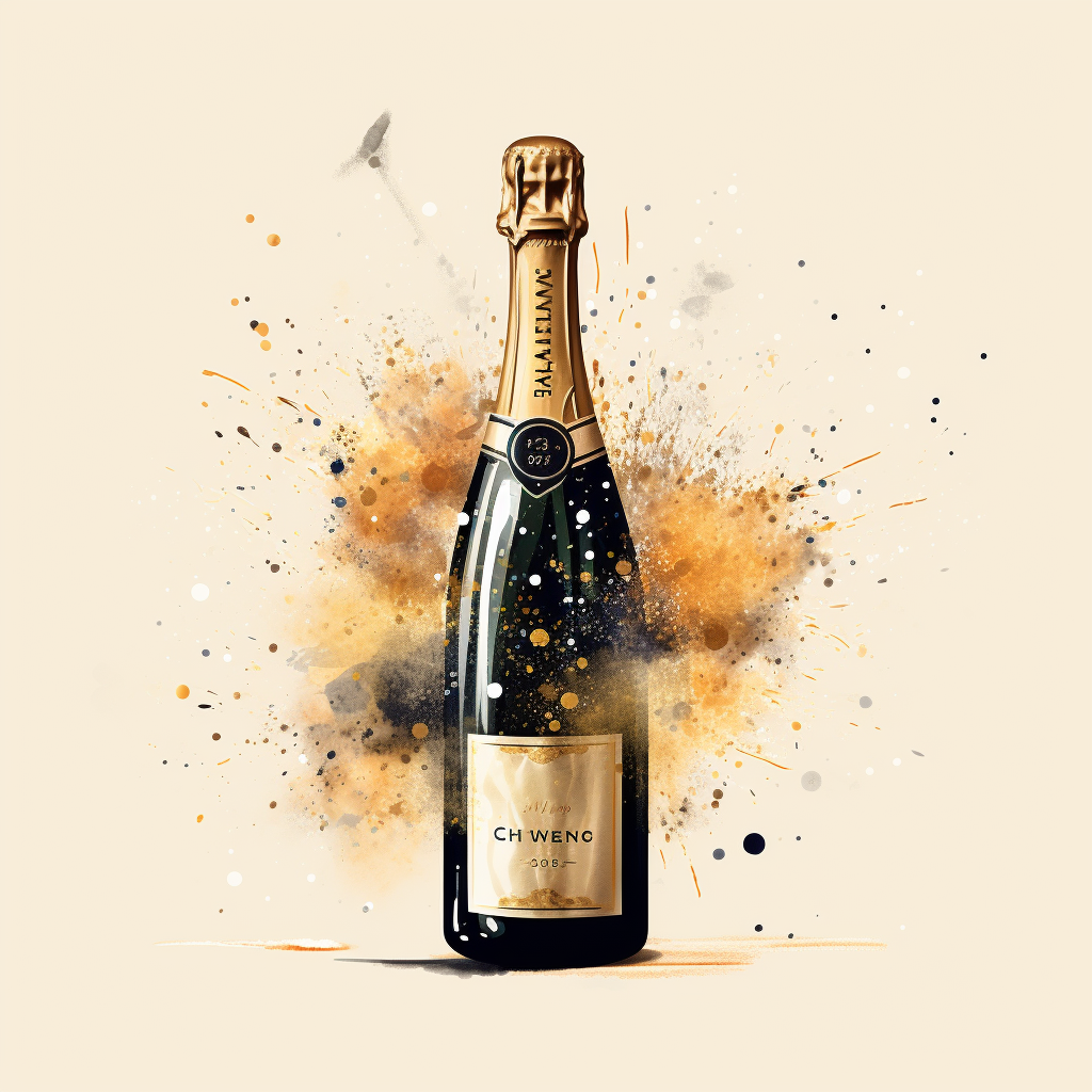 Minimalist champagne bottle celebration