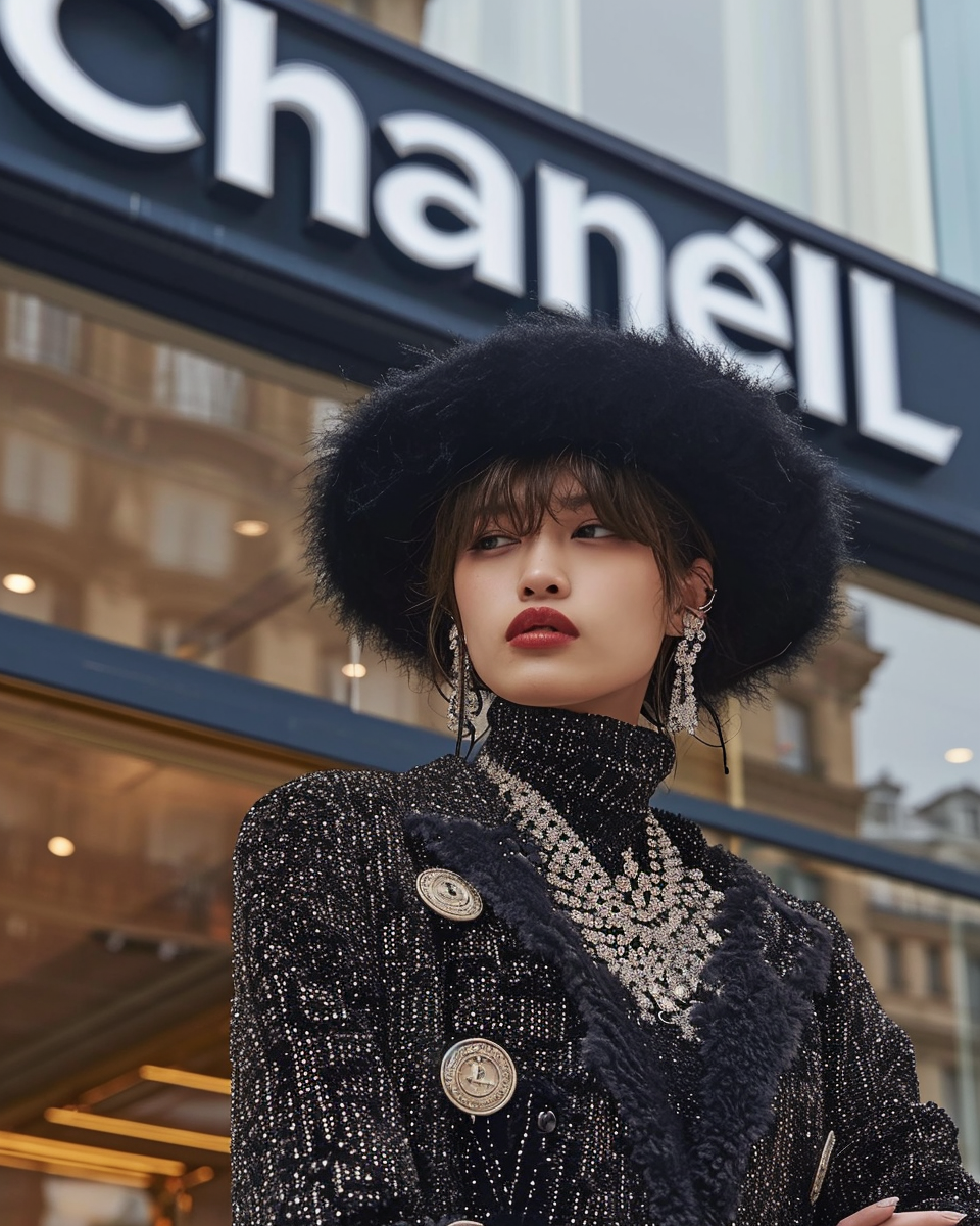 Chanel Paris Model Outfit Building Logo