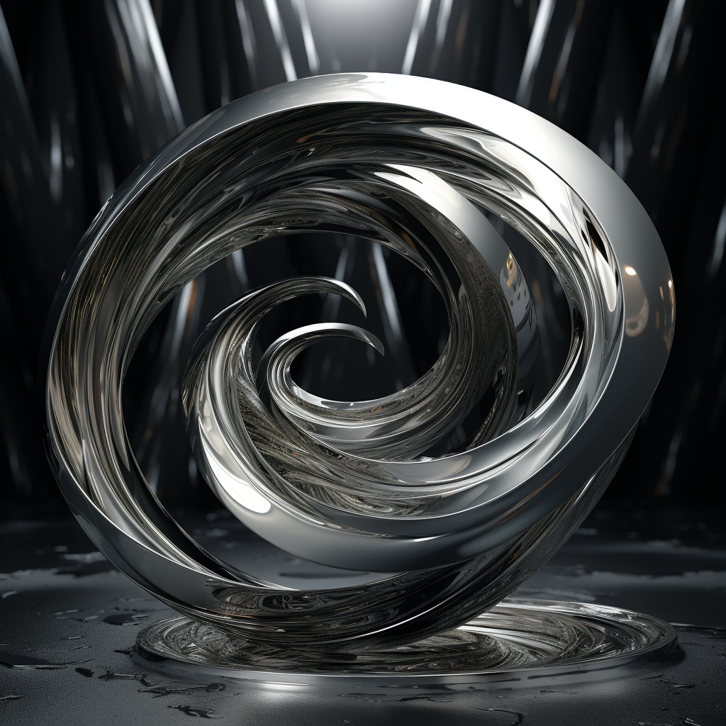 Abstract silver sculpture in chaos