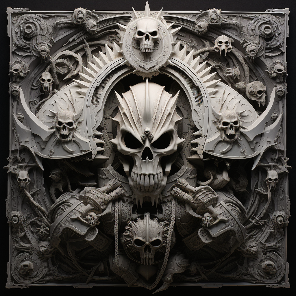 Relief sculpture of chaos space marine