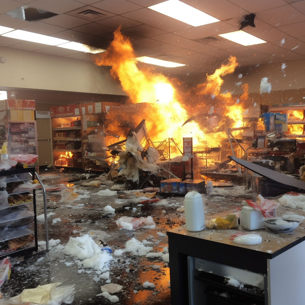 Chaos at Walmart with broken eggs and spilled milk