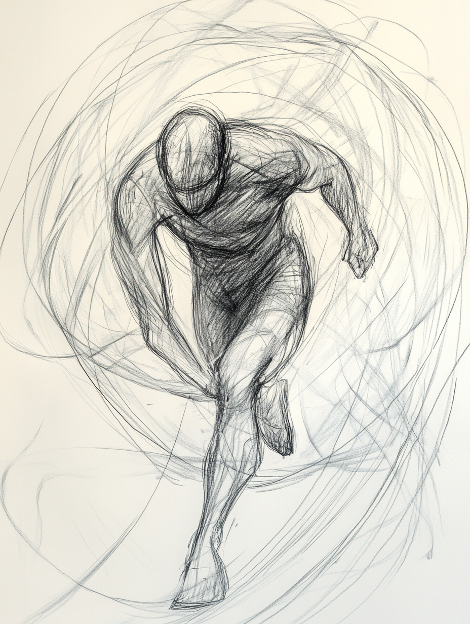 chaotic pencil sketch figure