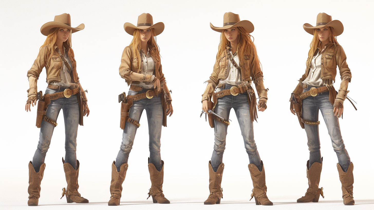 Cowgirl character in various poses