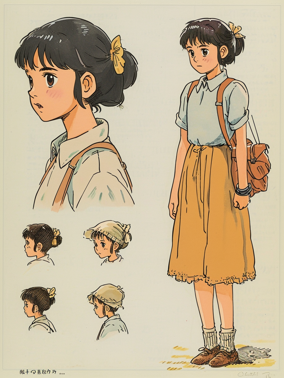 Female Protagonist Character Design Sheet by Studio Ghibli