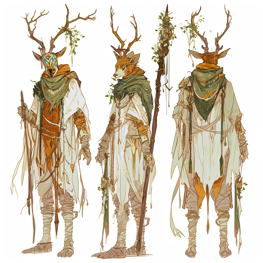 Forest Wizard Deer Guardian Game Concept Design Illustration