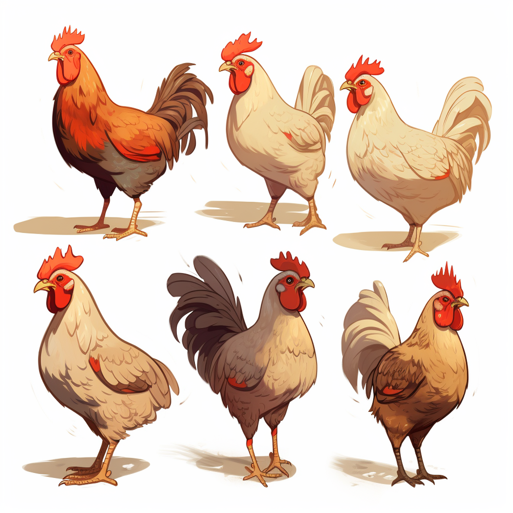 Chicken Character Style Sheet on White