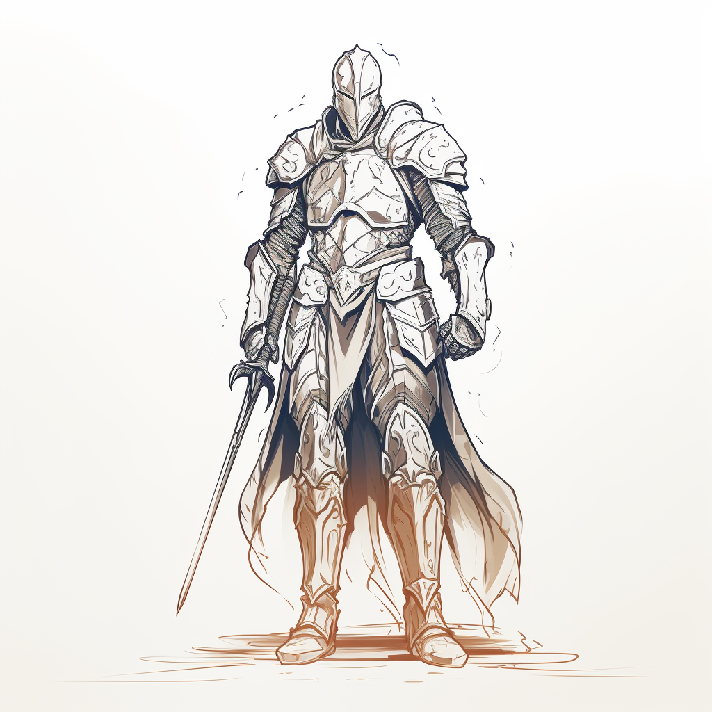 Knight character outline on white background