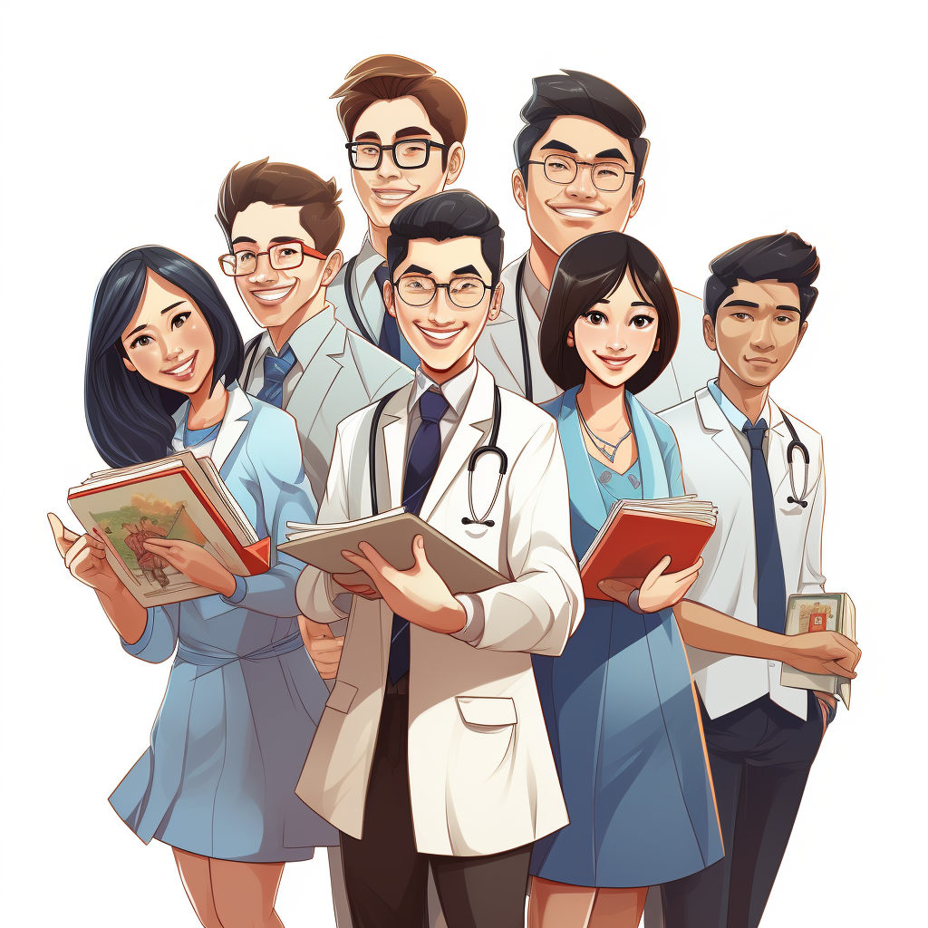 asian-health-education-graduates-cartoon-characters