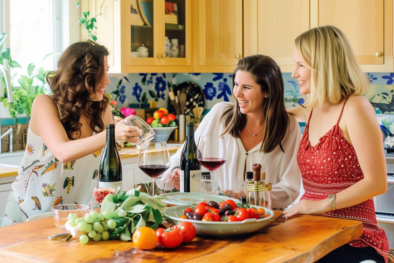 Women enjoying Chardonnay and Tinker Toys