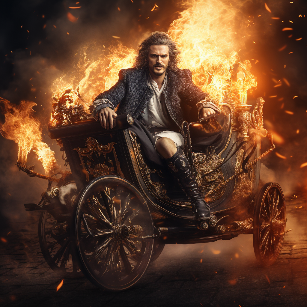 Man riding in a Game of Thrones-style chariot