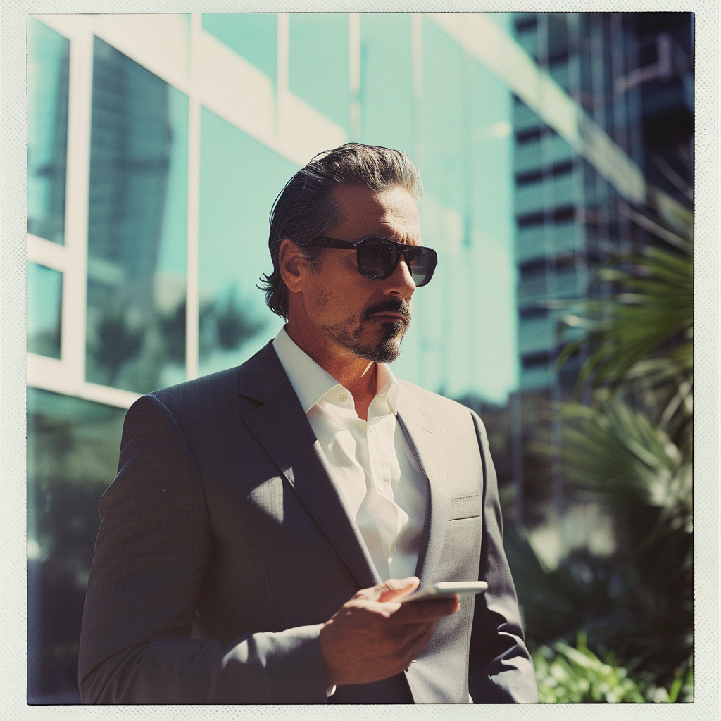 Charismatic man in sharp suit with goatee and sunglasses