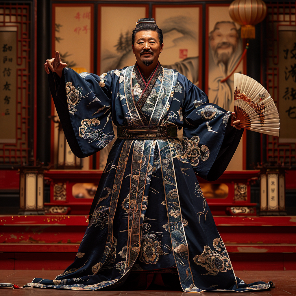 xiangsheng comedian in blue robe