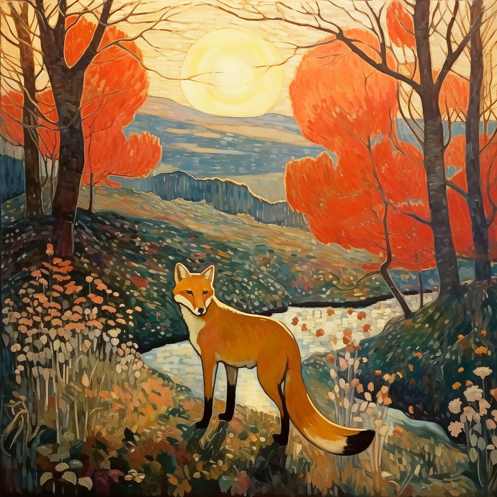 Beautiful landscape with fox