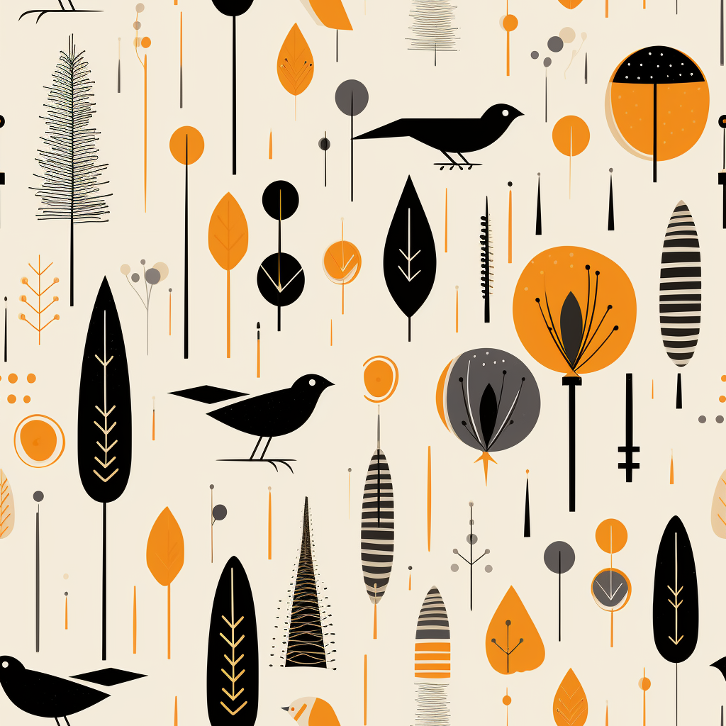 Colorful Halloween pattern by Charley Harper