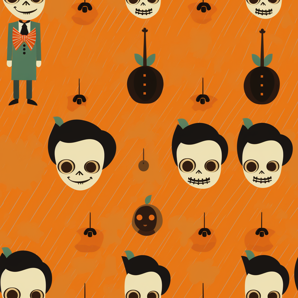 Halloween pattern inspired by Charlie Harper's art