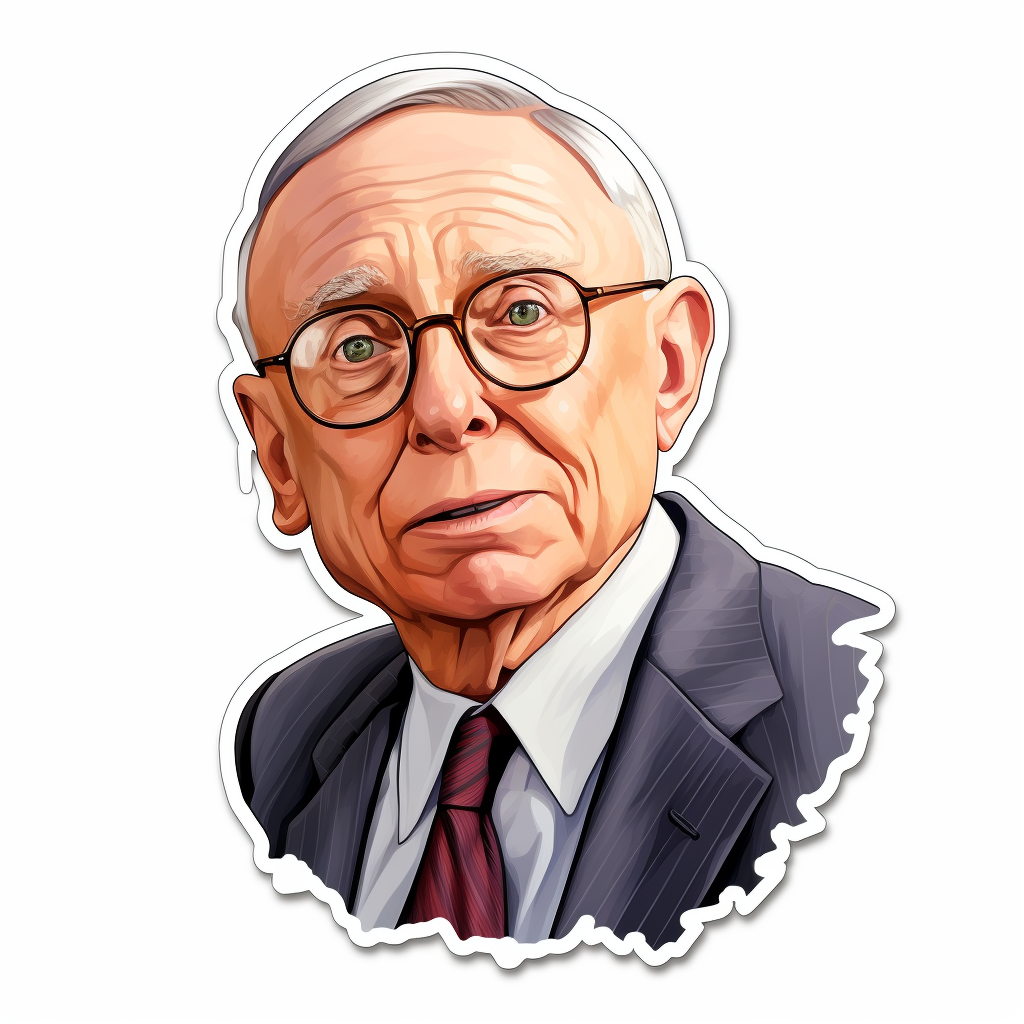 Cartoon sticker of Charlie Munger