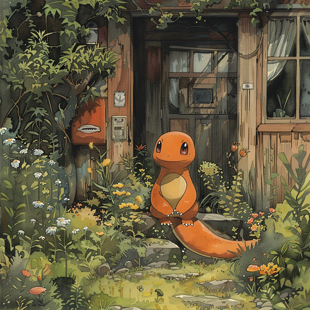 Charmander Studio Ghibli Style