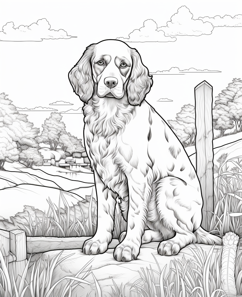 Adorable English Springer Spaniel Coloring Page