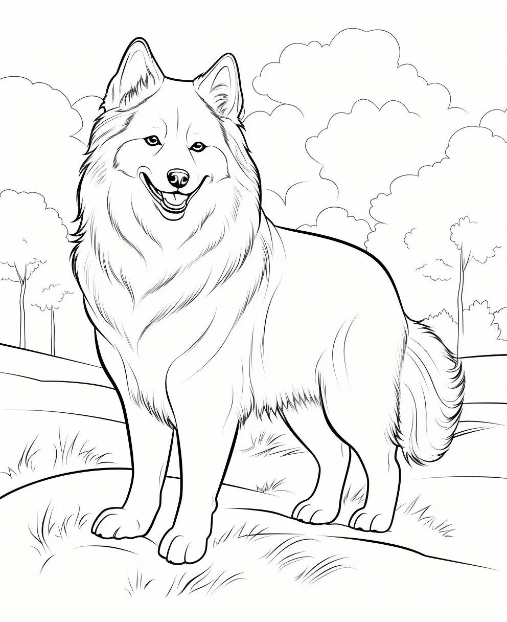 Adorable Finnish Lapphund coloring page