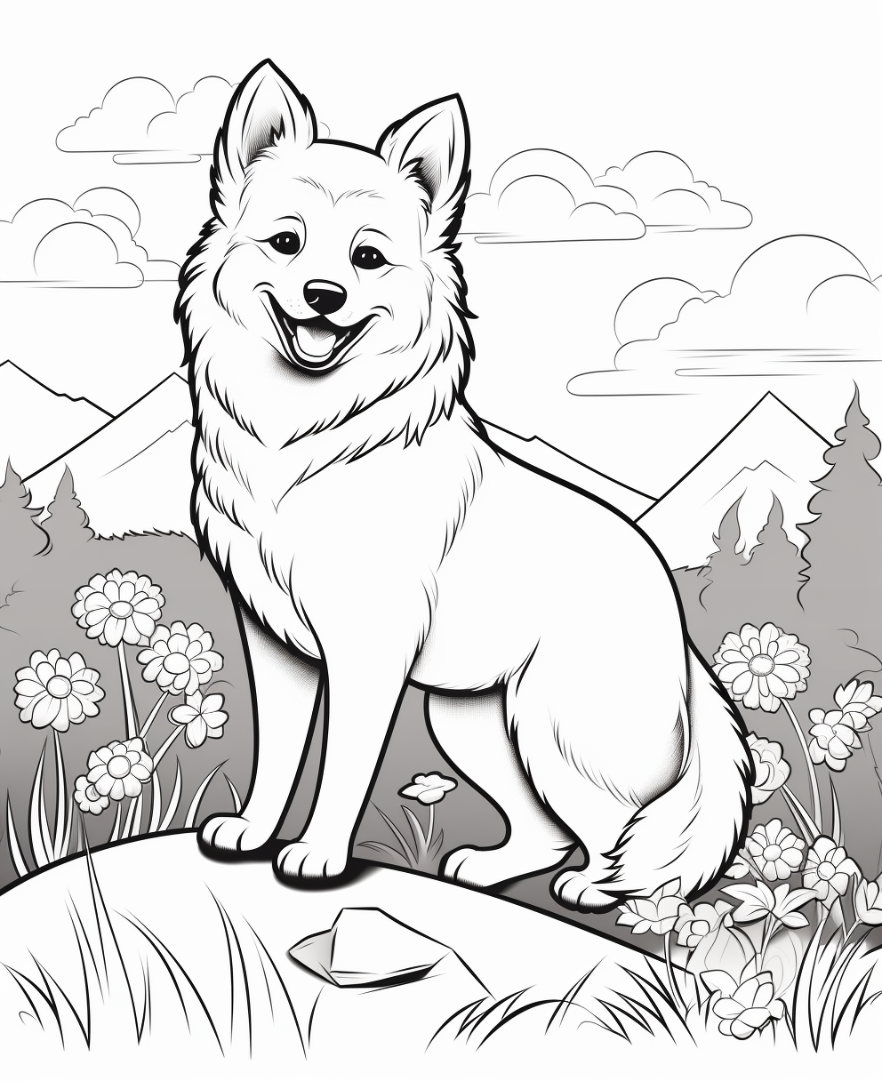 Adorable Finnish Spitz coloring page